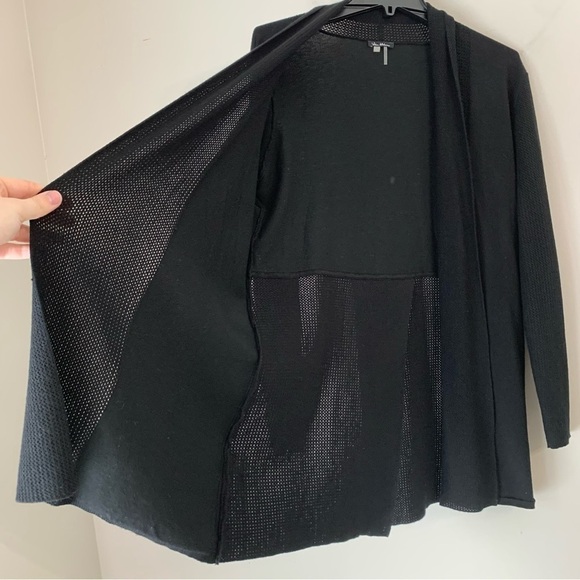 VILA Milano Black Cotton Open Front Cardigan Size Large - Picture 2 of 11